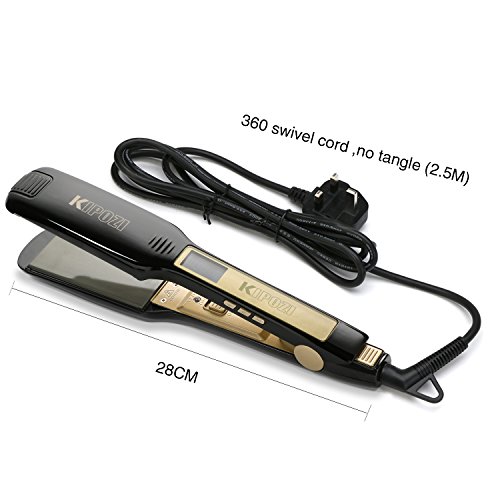 KIPOZI Professional Hair Straighteners UK Wide Plates with Digital LCD