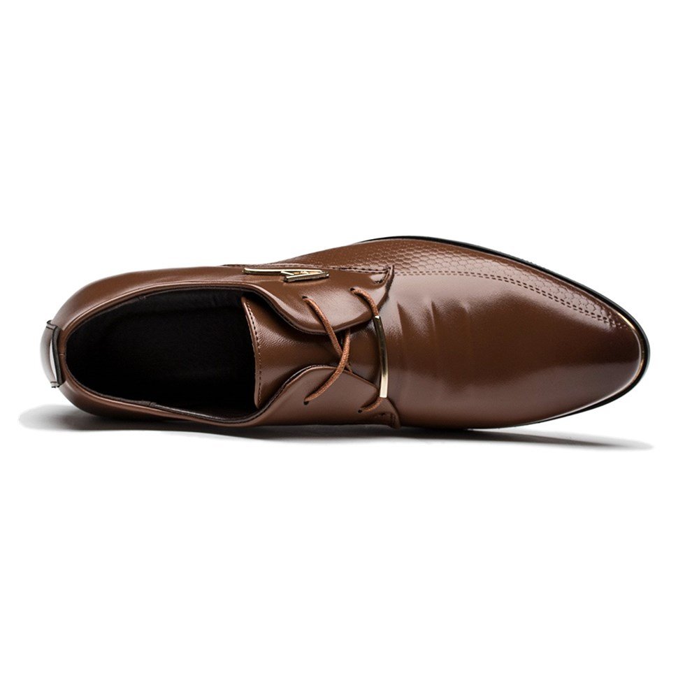 Blivener Men\'s Pointed Toe Classic Oxford Formal Business Dress Shoes Brown US 9.5