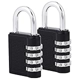 Combination Padlocks, Combination Locks for Locker, Weatherproof 4 Digit Combination Lock Outdoor, Gym, School Locker Locks, 2 Pack, Black