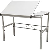 STUDIO DESIGNS Graphix II Workstation, 53.75"W x 31.25"D x 27" - 38.75"H White/Gray 10210