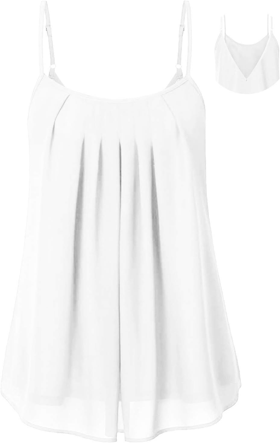Women's Pleated Chiffon Layered Camisole Sexy Summer Cami Tank Tops