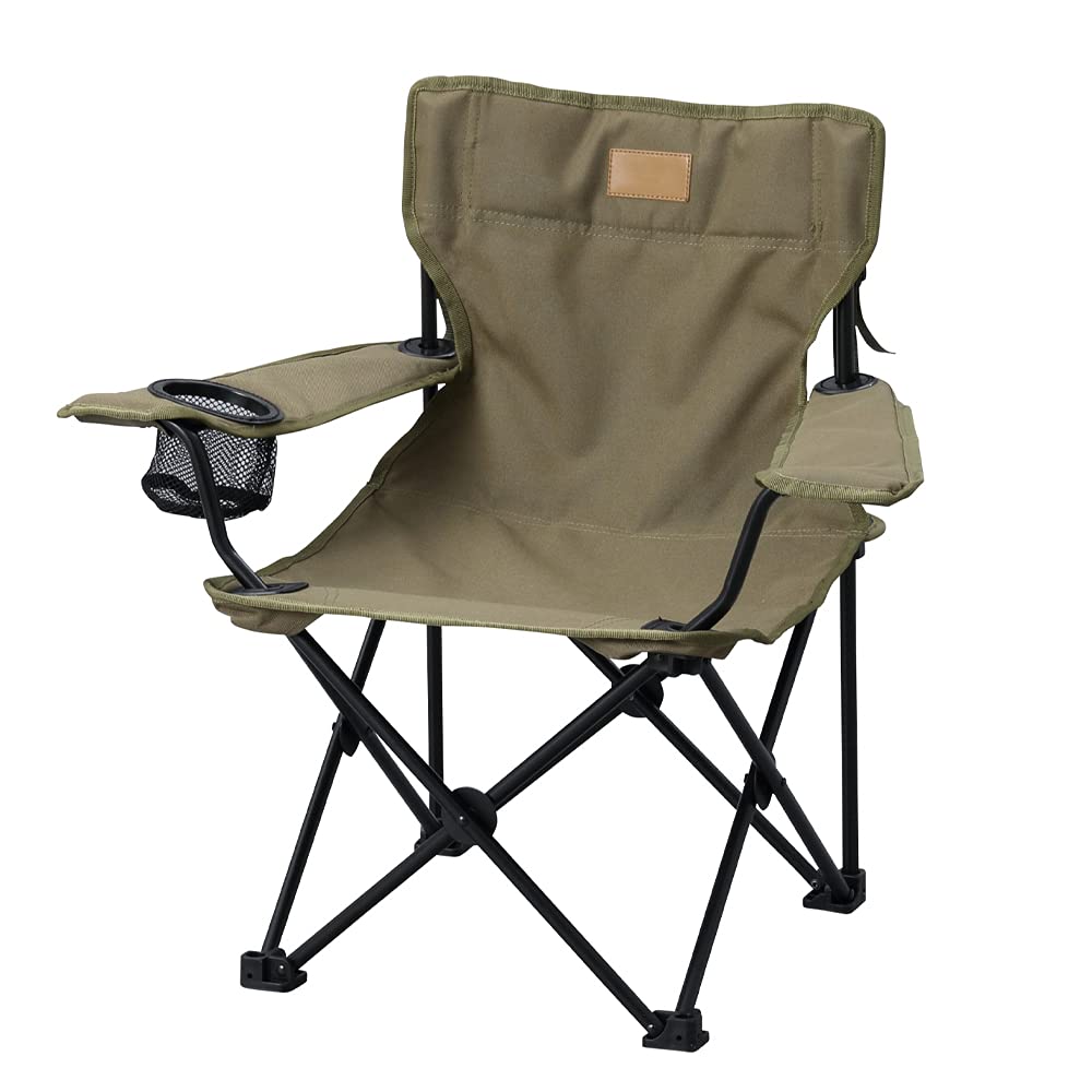 アイリスオーヤマ アウトドアチェア ハイチェア 子供用 折りたたみ コンパクト 収納 サイドテーブル付き ドリンクホルダー ポリエステル カーキ商品画像