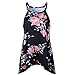 Barlver Women's Summer Tank Tops Floral Sleeveless High Neck Camis Shirts Flowy Halter Casual Tunic Blouse Black