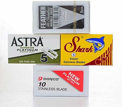 25 Double Edge Razor Blade Sampler - Feather, Shark, Astra and Dorco + Rating Sheet