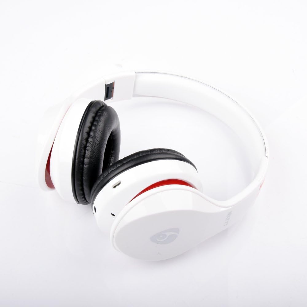MX777 Over-ear Headband Wireless Stereo Bluetooth 4.0 + EDR Headphone Headset Foldable FM/SD Card FM Radio Earpiece Headset Built-in Microphone for PC Laptop,Mobile Phone,Sony PlayStation 3,Bluetooth enabled game consoles (White)