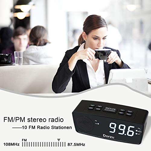 Dorzu Alarm Clock Radio,FM Digital Clock Radio with USB Fast Charger for Bedroom - Thumbnail 4