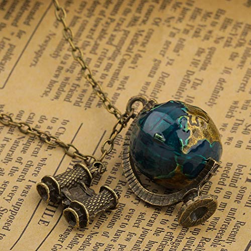 Barogirl Earth Globe Necklace Telescope Vintage World Travel Accessories Jewelry for Women and Girls