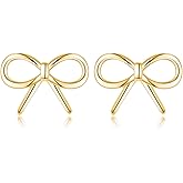 SLUYNZ Sterling Silver Bow Stud Earrings for Women Teens Small Bow Stud Earrings Ribbon Earrings