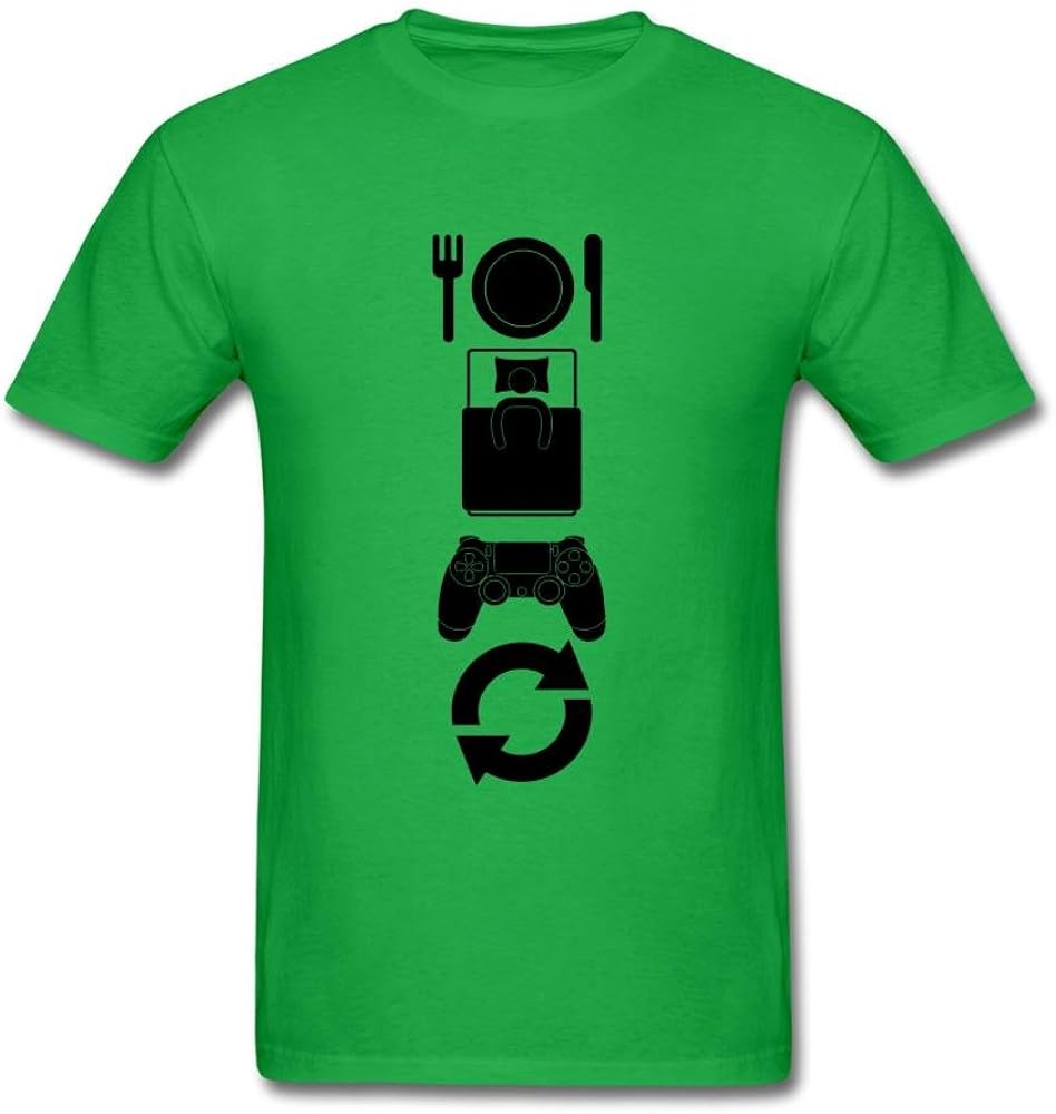 Tangry Men's Eat Game Sleep Design Cotton Short Sleeve T Shirt