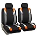 FH Group Front Set Cloth Car Seat Covers for Low Back Car Seats with Removable Headrest, Universal Fit, Airbag Compatible Car Seat Cover for SUV, Sedan, Van, Orange
