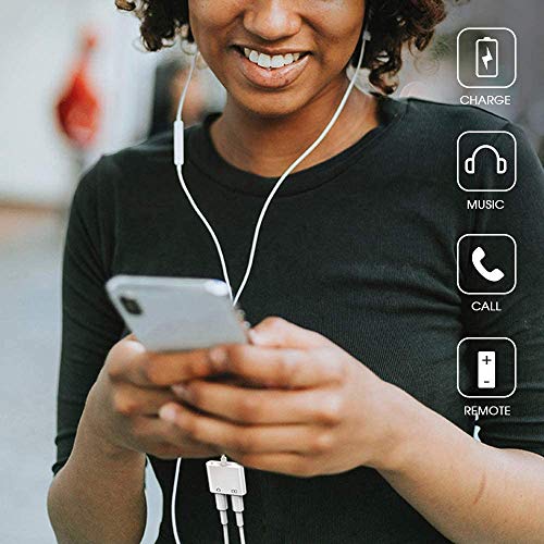 Headphones Jack Adapter for iPhone Adapter Charger and Headphones for iPhone Earphone Dongle Compatible with iPhone 7/8/X/XR/11/SE Audio & Charger & Call & Remote Control Support All iOS System