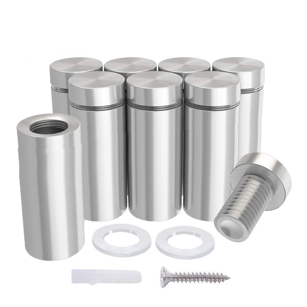 1/2" Dia Standoffs 1" Length Sign Standoff Mounts, Stainless Steel Glass Standoff Screw Wall