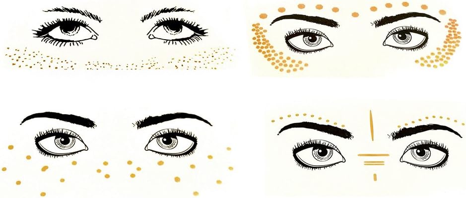 4 Pcs Womens Bronzing Temporary Face Tattoos Stickers Glitter Disposable Waterproof Beauty Freckles Makeup Body Art Tattoo