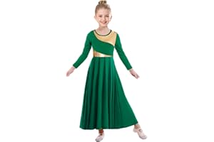 ZYACTU Girls Praise Dance Dress Metallic Block Irregular Liturgical Worship Church Choir Costumes Lyrical Dress