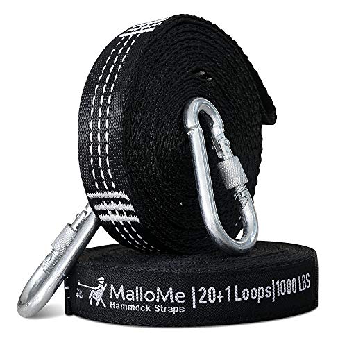 MalloMe XL Hammock Straps Hammock Tree Straps Set 2000+ LBS Heavy Duty 40 Loops & 100 No