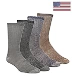 4 Pairs Merino Wool Socks Mens Hiking Socks, MADE IN USA, 77% Wool