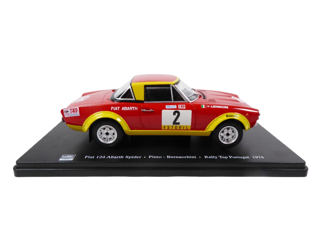 OPO 10 - Miniature car reproduced in 1/24 scale compatible for FIAT 124 Abarth Spider Rally Tap Portugal 1974 - RVQ30