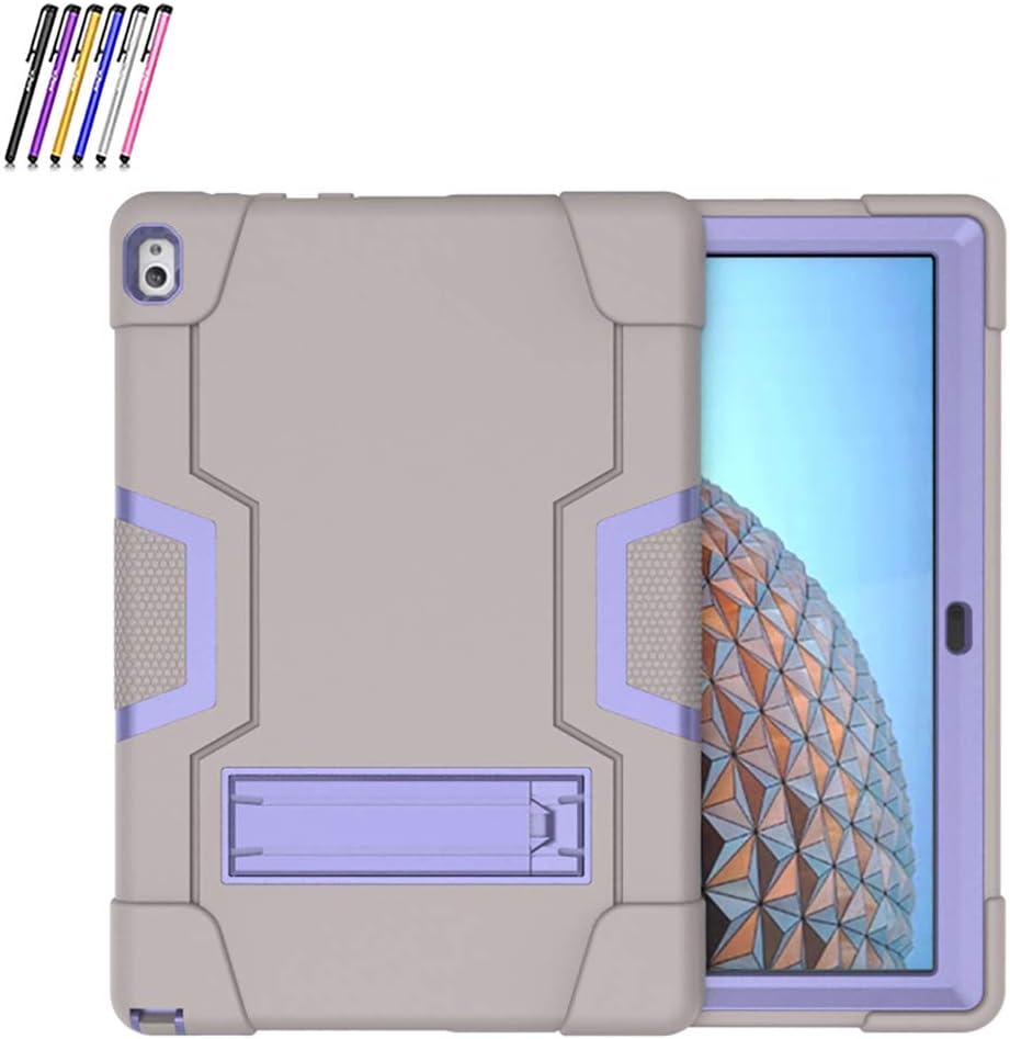 Koolbei Case for Lenovo Tab P10 Case,Heavy-Duty Drop-Proof and Shock-Resistant Rugged Hybrid case(with Built-in Stand),For Lenovo Tablet 2018 Tab P10 10.1"inch (TB-X705F /TB-X705L) Case (Grey/Purple)