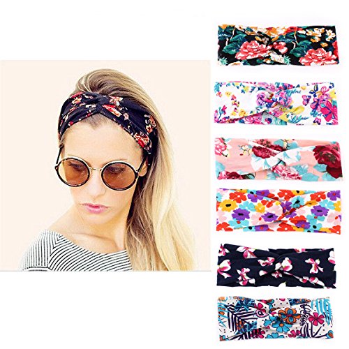 Adecco llc 6 pack women headband elastic turban floal s…