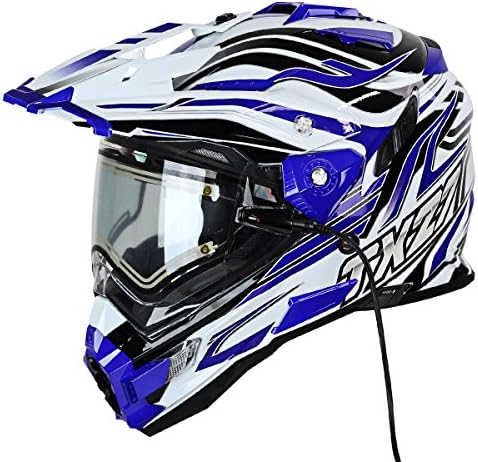 Snow Master TX-27 White Blue DS Snowmobile Helmet - Medium