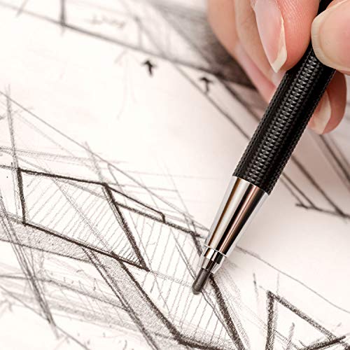 YOTINO 3 Pieces 2.0 mm Mechanical Pencil Set with 2 Cases Lead Refills, Color and Black Refills for Draft Drawing, Writing, Crafting, Art Sketching