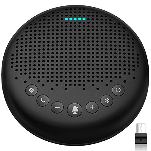 Bluetooth-Speakerphone--eMeet-Luna-Computer-Speakers-with-Microphone-wEnhanced-Noise-Reduction-Algorithm-Daisy-Chain-wDongle-USB-Speakerphone-for-Home-Office-360-Voice-Pickup-for-8-People-Black
