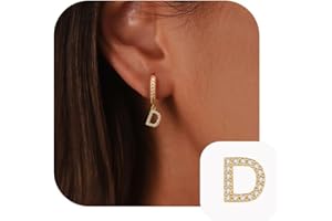TURANDOSS Zircon Huggie Earrings for Girls Women, 14K Gold Plated Initial Earring Cuff Hoop, Personalized 26 Alphabet Letter A-Z CZ Hypoallergenic Earrings Birthday Gifts