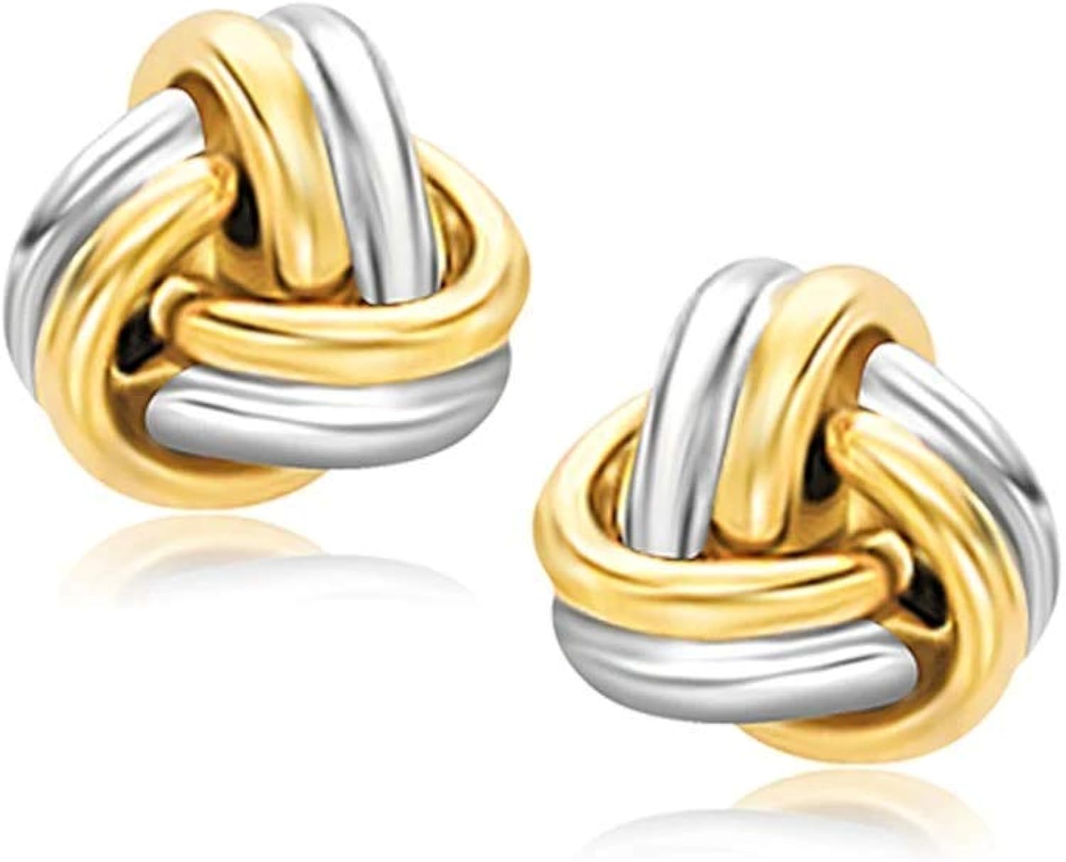 14k TwoTone Gold Polished Love Knot Stud Earrings Amazon.co.uk Jewellery