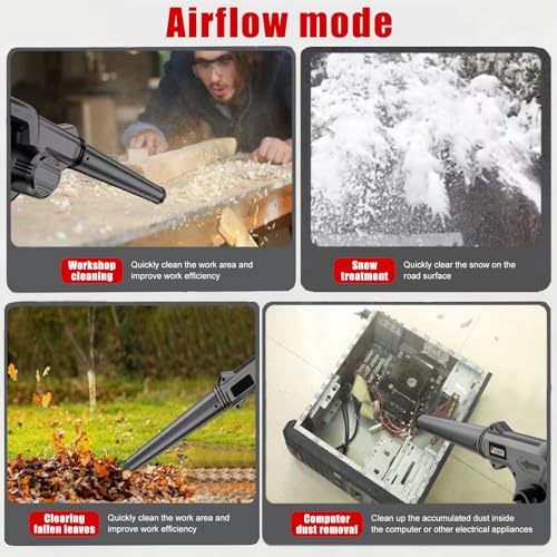 Leaf Blower Cordless with 2 Batteries&Charger,Battery Powered 2-in-1 Electric Leaf Blower,Portable Lightweight Handhold Blowers for Blowing Leaves,Patio Cleaning,Lawn Care,Car,Computer Host (Black)