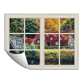 Wall Paper Small Wall Mural Beautiful Scenery Out of The Window Wall Art Removable Wall Decoration for Bedroom Living Room - 24x32 inches