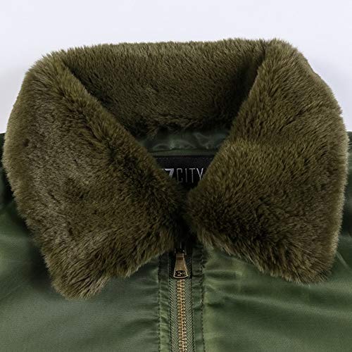 Men's Jacket Motorcycle Bomber Shearling Suede Collar Flight Bomber Jacket Flight Suit Winter Thickening Coat