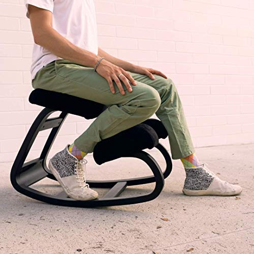 Sleekform Ergonomic Austin Kneeling Chair | Posture Correcting Wooden Stool for Office & Home | Back Support, Neck Pain & Spine Tension Relief | Rocking Kneel Seat with Orthopedic Soft Knee Cushions