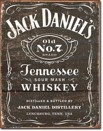 New Jack Daniels Whiskey 16" x 12.5" (D1916) Aged Appearance Advertising Tin Sign