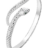 Mnyixsi Snake Bracelet Sterling Silver Open Bangle Serpent Bracelet with Emerald Zircon Vintage Silver Bracelet for Women Womens Jewelry Gift