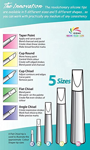 COMIART 5pcs Flexible Fimo Clay Sculpture Tools Silicon Color Shaper Brushes Size 0