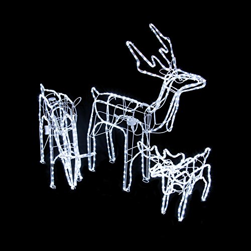 Animated Reindeer Family LED Rope Light Christmas Decoration (Buck Doe & Mini Deer) (Christmas Led Reindeer)