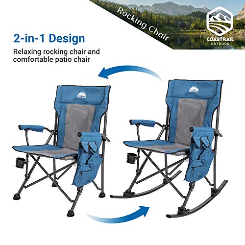 Coastrail Outdoor Folding Rocking Chair with Detachable Rockers 2 in 1