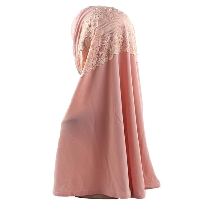 Muslim Hijab Frau Dasongff Hijab Kopftuch für Muslimische Frauen Islamische Kopfbedeckung Perlen Elegante Gesichtsschleier Lo