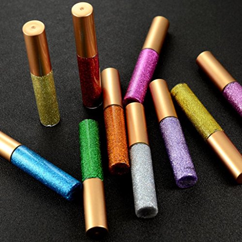 Coohole Hot Sexy Metallic Shiny Smoky Eyes Eyeshadow Waterproof Glitter Liquid Eyeliner (A)