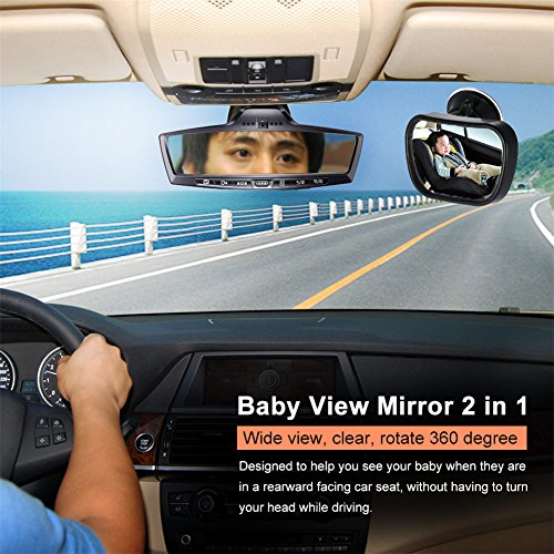 Follicomfy 2 in 1 Mini Safety Car Back Seat Baby View Mirror Adjustable Baby Rear Convex Mirror Car Baby Kids Monitor