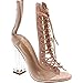 Clear Translucent Transparent Lace Up Peep Toe Ankle bootie w Perspex Block Heel