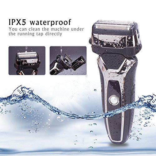 SURKER Men's Electric Foil Shavers Razor Electric Travel Shaver USB Charger Dry/Wet Lithium Battery 3 Blade Honey Comb Grooming Kit Waterproof Rechargeable LCD Display Travel Pouch Best Gift Black