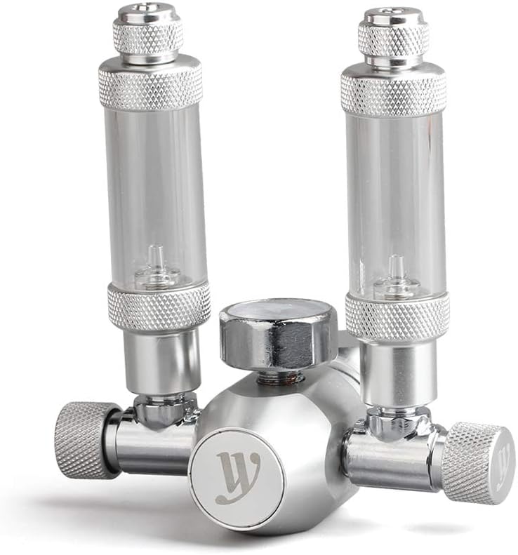 Roloiki Aquarium CO2 Regulator CO2 Pressure Regulator with Double Trim Valve Bubble Counter & Check Valve for CO2 Aluminun Cylinder CGA320 Interface