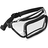 Clear Purses for Women - Stadium Approved Fanny Packs, Belt Bags - Trendy Crossbody Bags (Black)