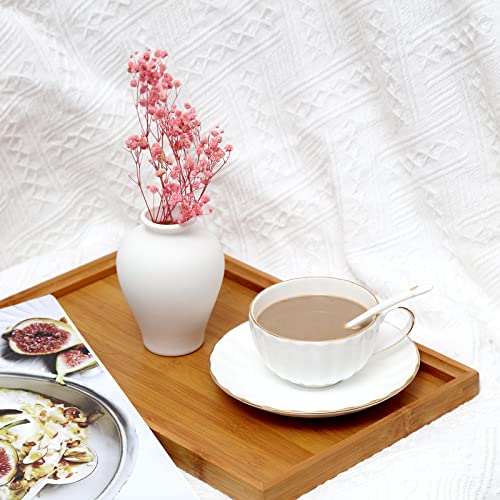 VIViTOP Ceramic Vase Set- 5 Small Vases iin Bulk, White Flower Vases for Modern Boho Room Decor, Unique Centerpiece Decorations Vintage Vases for Office Party Bookshelf Dinner Table.