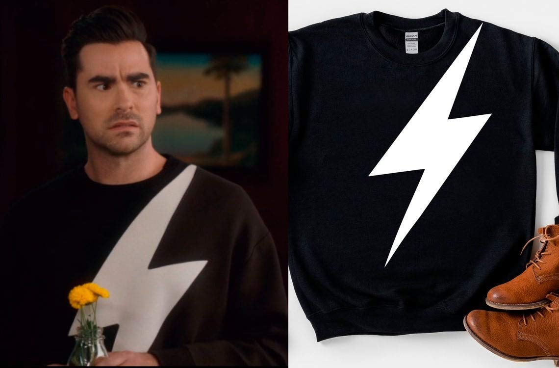 david schitts creek lightning bolt sweater