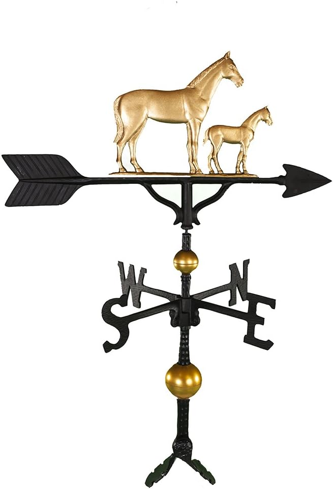 Weathervanes - Montague Metal Products 32-Inch Deluxe Weathervane with Gold Mare and Colt Ornament