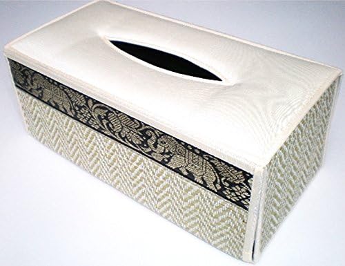 THAI HANDCRAFT ELEPHANT SILK REED TISSUE BOX HANDMADE HOME DECOR GRAY COLOR