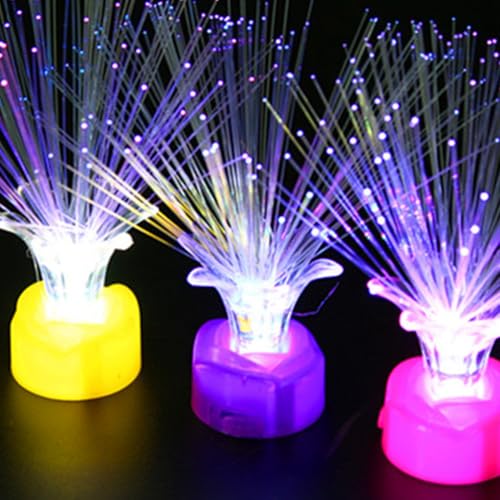 Uonlytech 10PCS LED RGB Color Changing Crystal Fiber Centerpiece Night Lamp for Banquet Wedding Holiday Party Favor