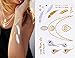 10 Sheets Premium Metallic Tattoos 100 Shimmer Designs Body Temporary Flash Metallic Fake Jewelry Tattoos Necklaces Bracelets Feathers Wrist Bands Infinity Love Turquoise Sticker. (Black)